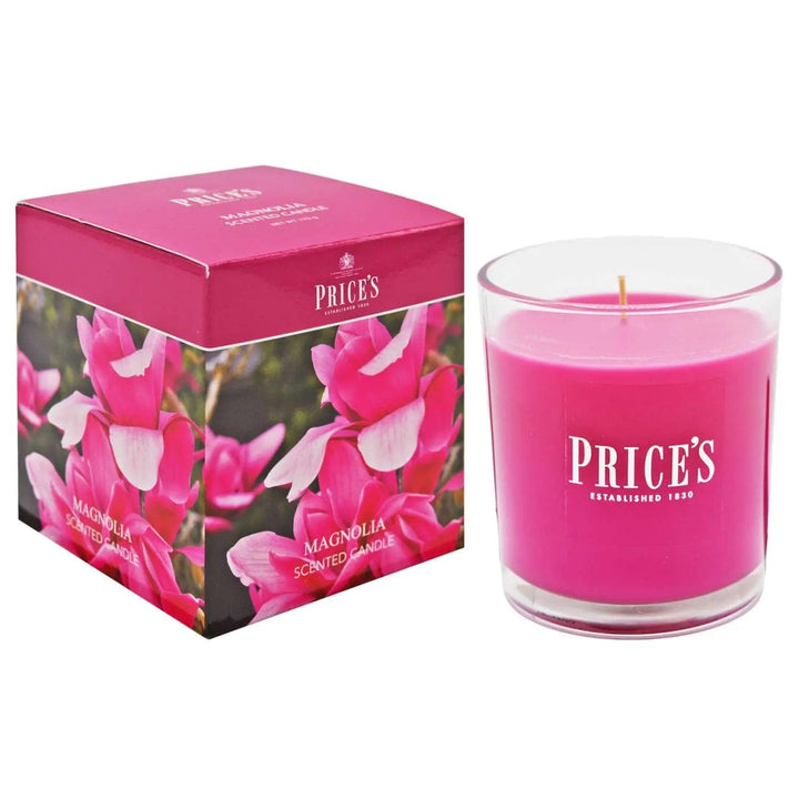 Magnolia scented candle in glass jar with gift box packaging