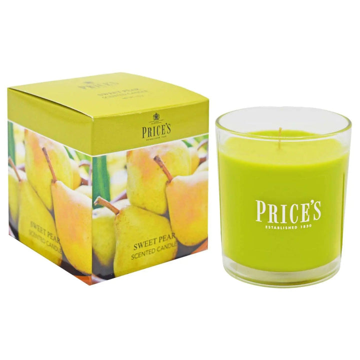 Sweet Pear scented candle in glass jar with gift box packaging