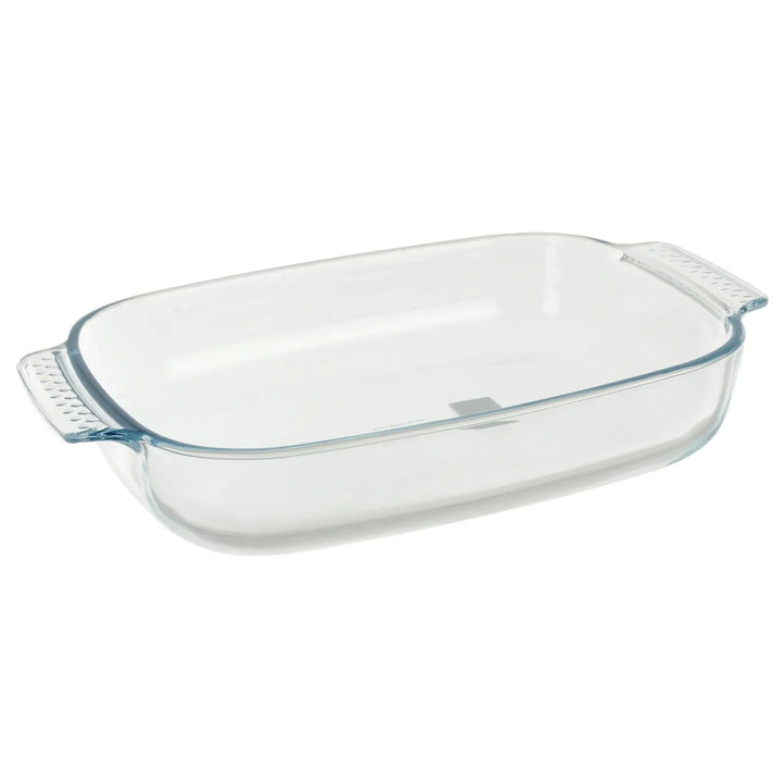 Pyrex glass roasting dish with easy grip handles