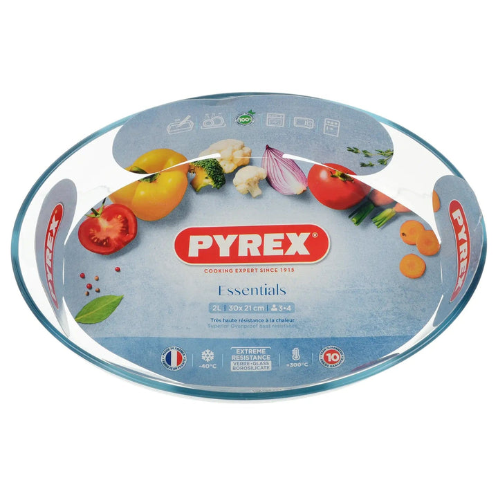 Pyrex essentials ovenproof glass roasting dish with card insert