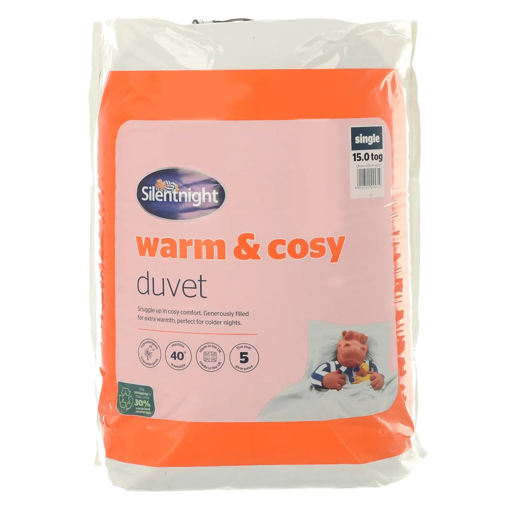 Silentnight warm & cosy duvet, single size, 15.0 tog in packaging