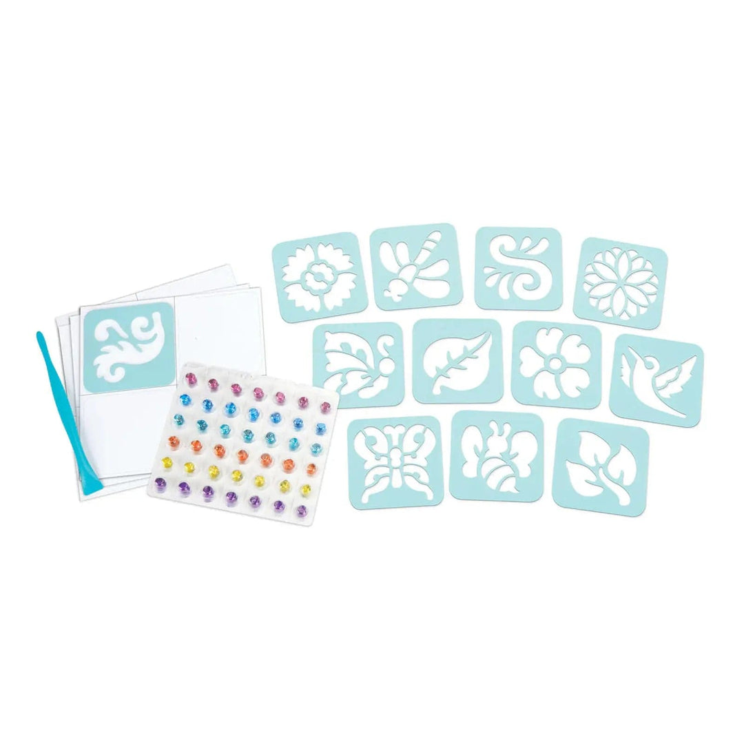 42 assorted colour Glitter Dots, 12 stencils and sticker sheets from Crayola arts & crafts