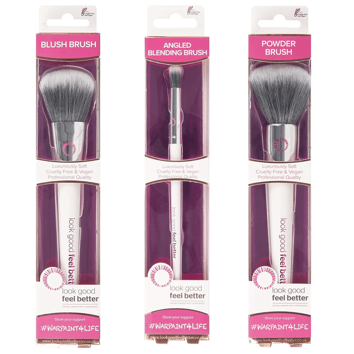 3 brush types to choose from - blush brush, angled blending brush. powder brush