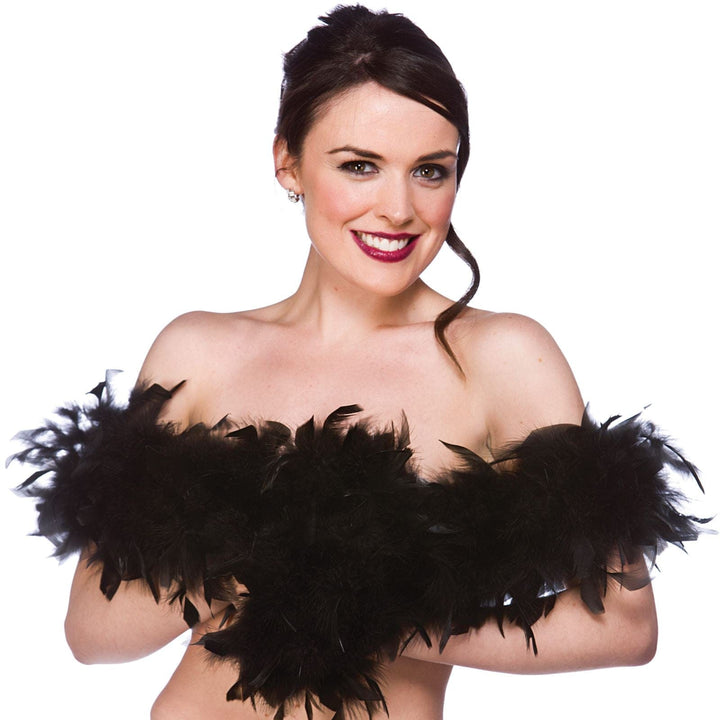 Fluffy Feather Boa Flapper Dance Burlesque Hen Night 1.7m Black