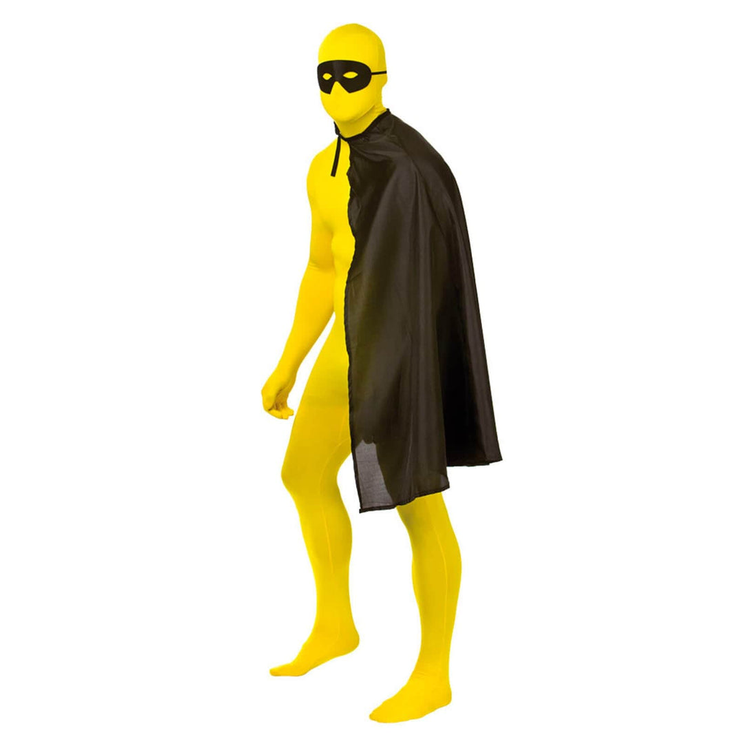 Adults Superhero Cape With Mask Stag Hen Fancy Dress Black