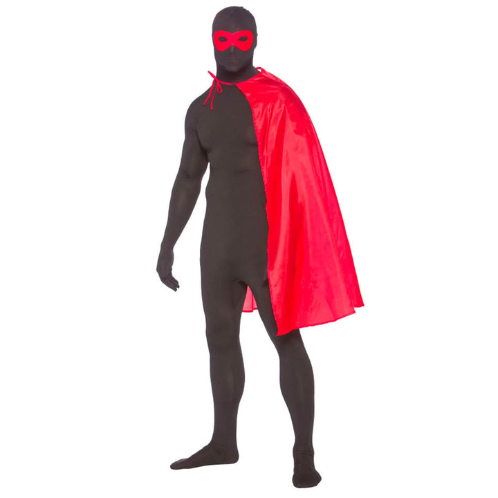 Adults Superhero Cape With Mask Stag Hen Fancy Dress Red