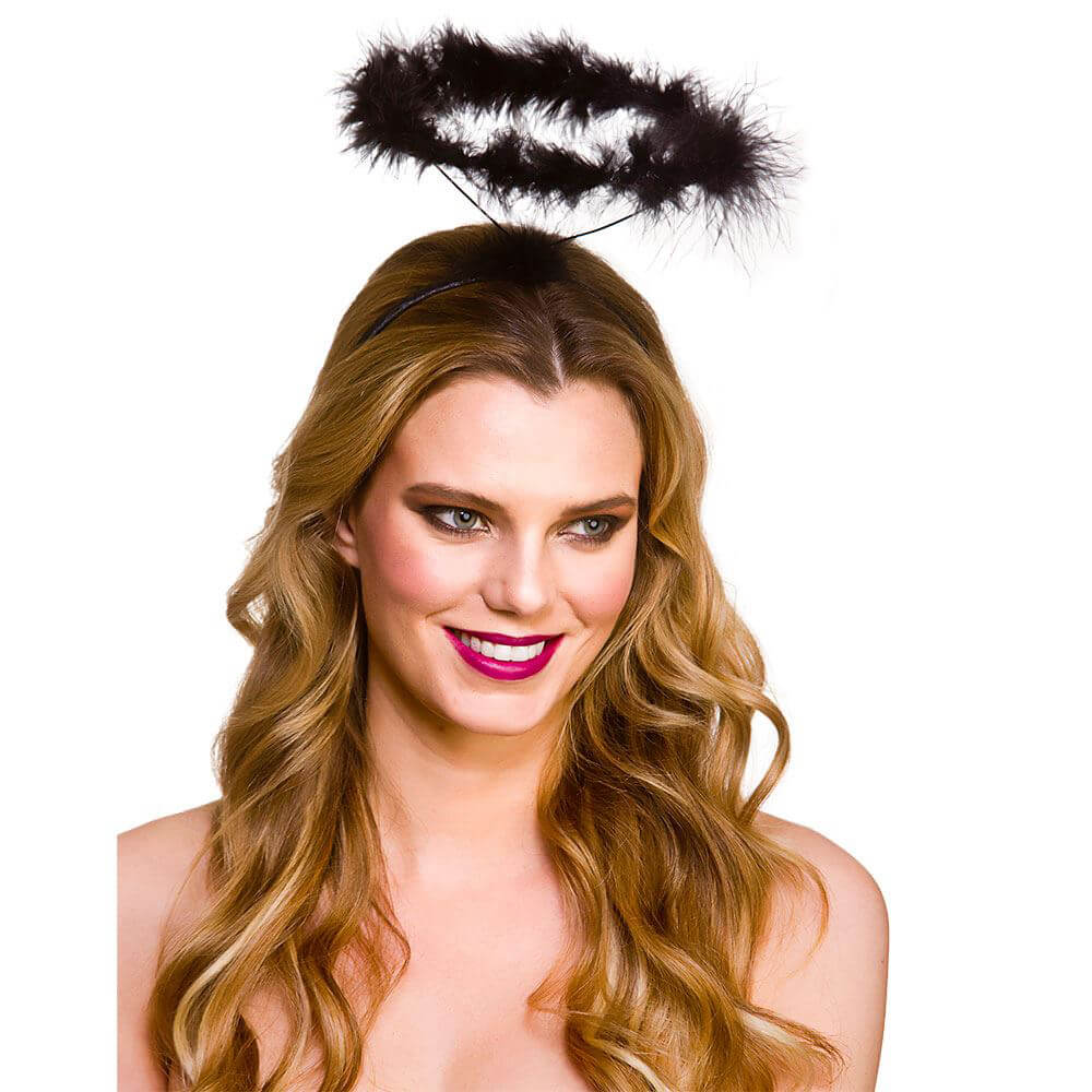 Adults Feather Halo Angel Devil White Black Fancy Dress