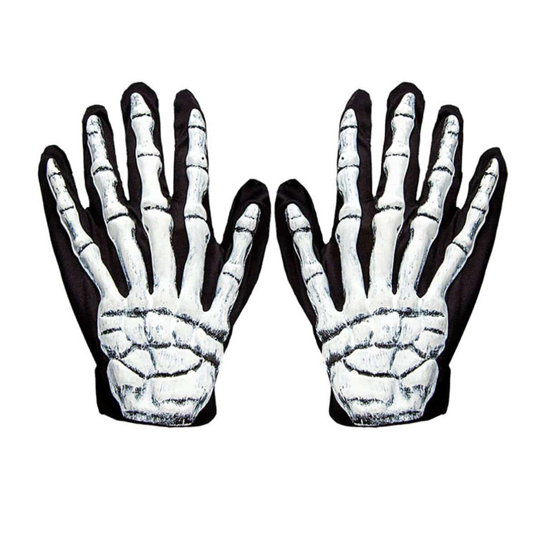 Skeleton Gloves Adults Black White 3D Bones Halloween