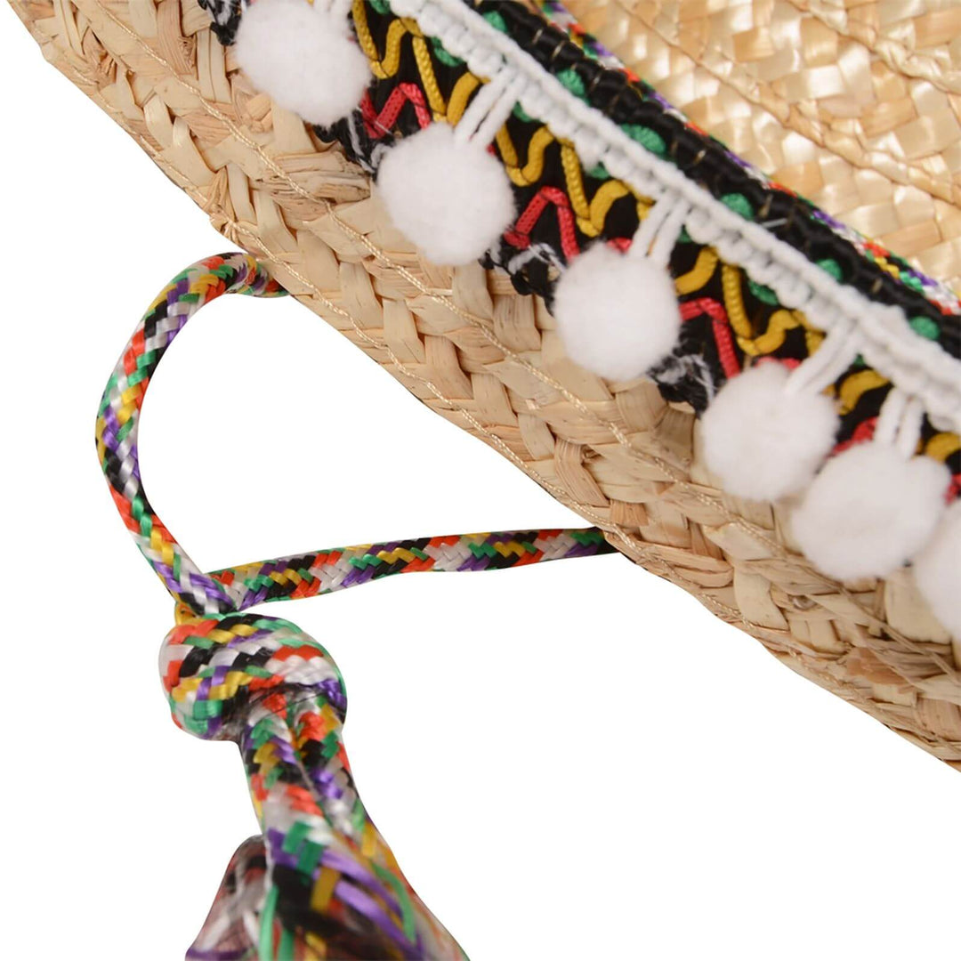 Mexican Sombrero Deluxe Mariachi Hat Pompoms Fancy Dress