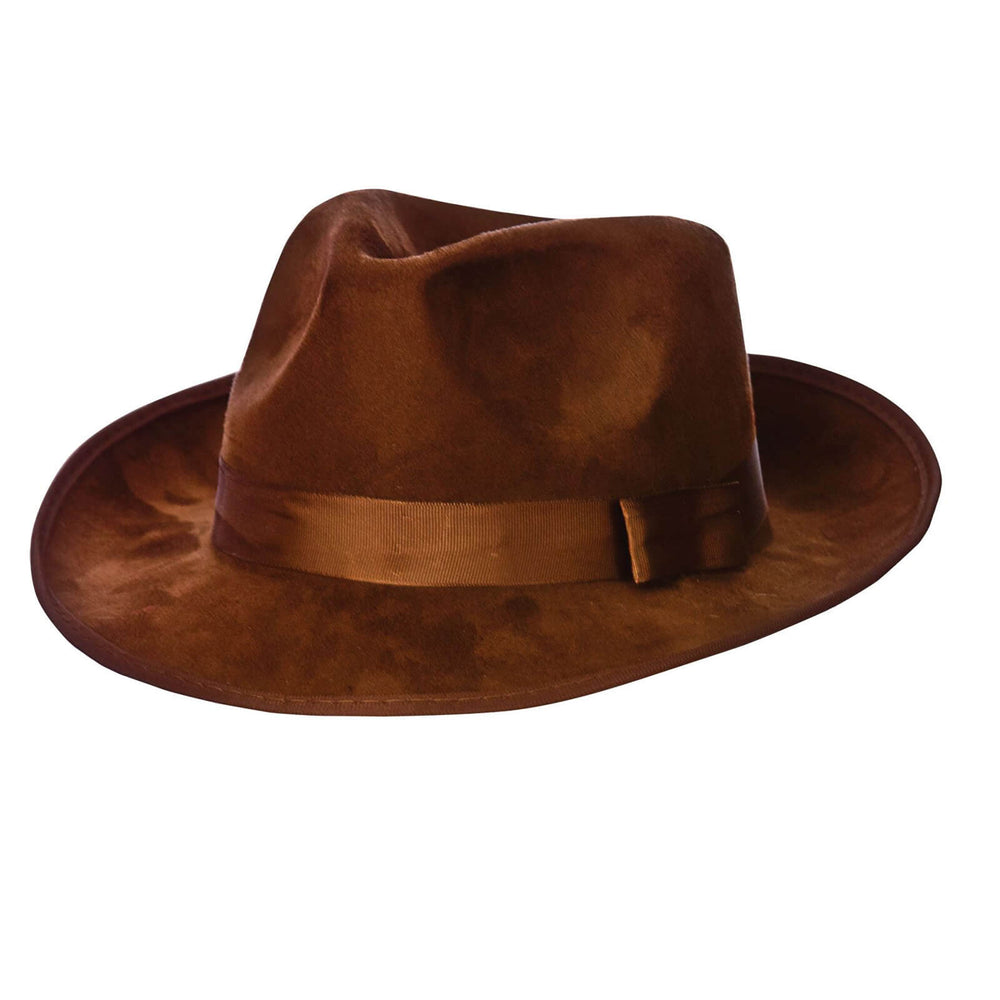 Adults Fedora Hat Quality Brown Suede Explorer Fancy Dress