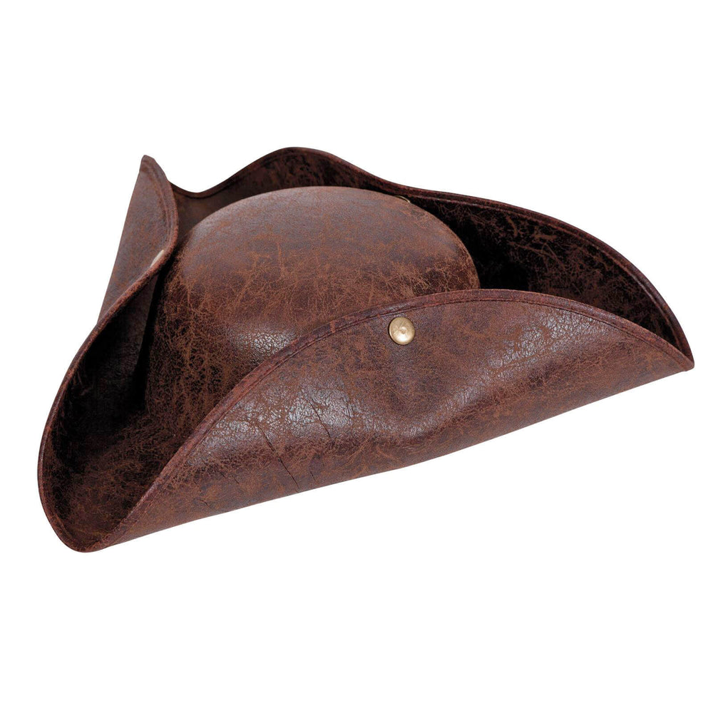 Deluxe Pirate Hat Distressed Leather Style Fancy Dress