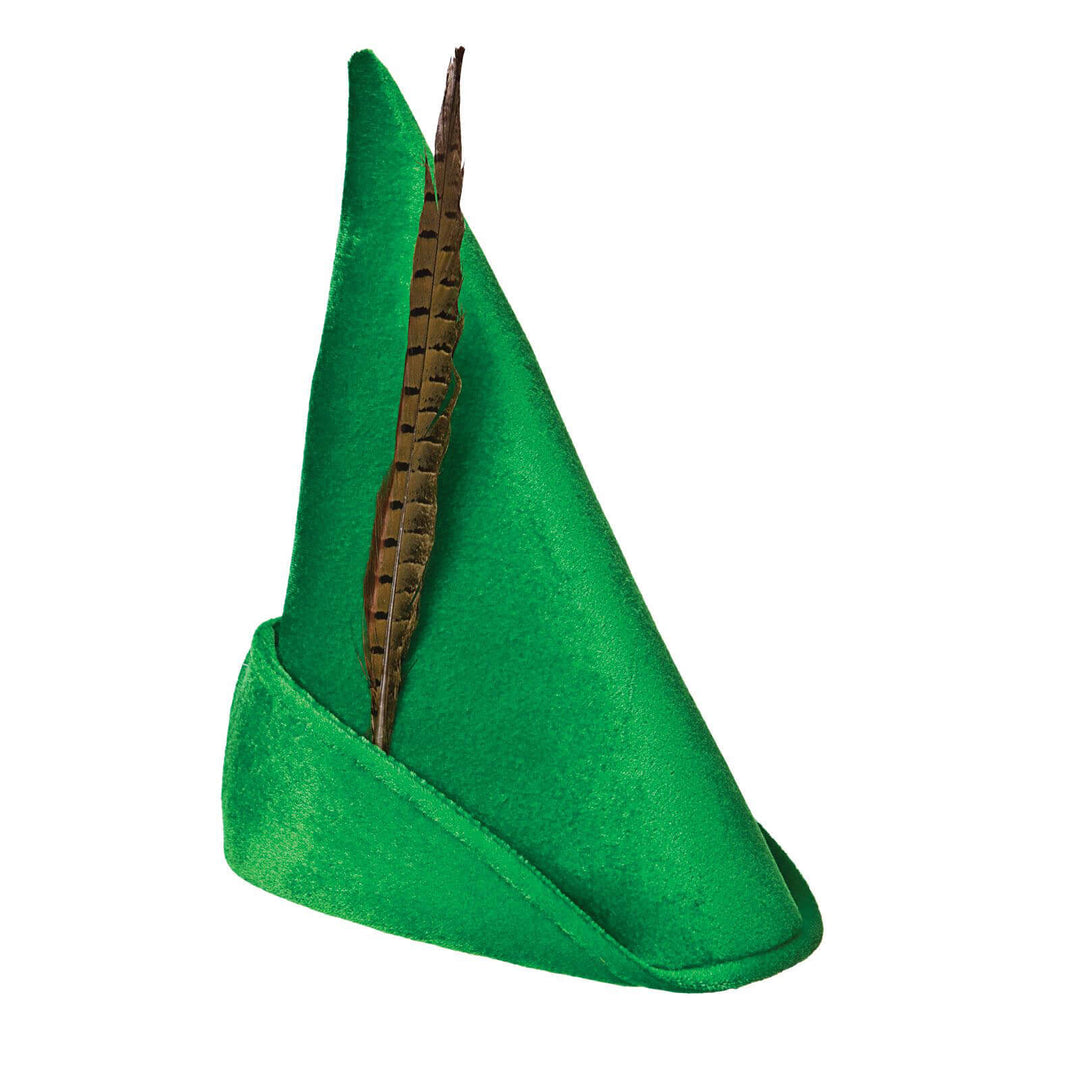 Adults Deluxe Peter Pan Hat Green Felt Feather Fancy Dress