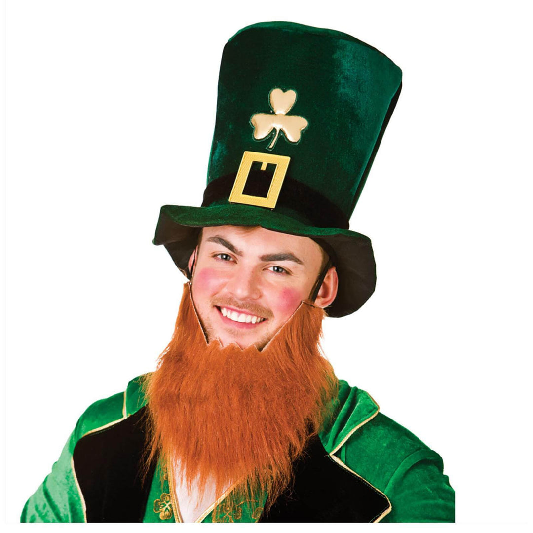 St Patricks Green Top Hat Ginger Beard Irish Fancy Dress