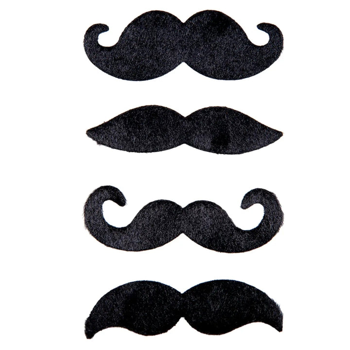 Set of 4 assorted black moustaches for fancy dress costumes