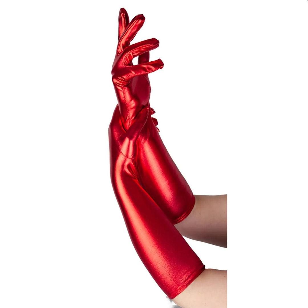 Womens Long Gloves Metallic Finish Glamour Fancy Dress