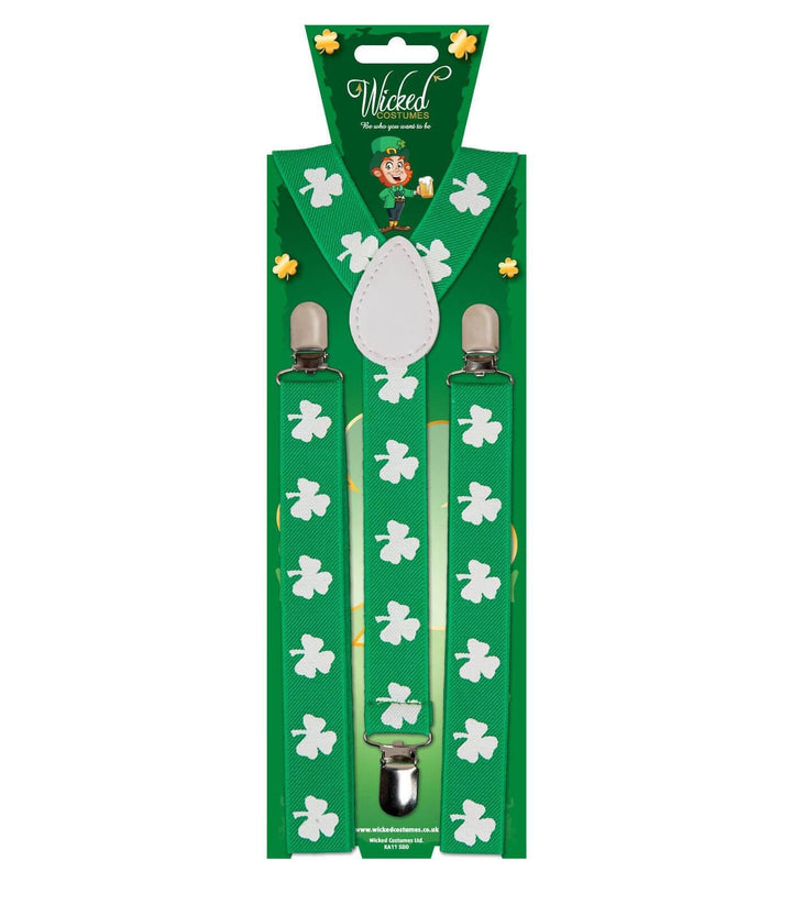 Adult Braces Pattern Print Adjustable Fancy Dress Party Irish Shamrock