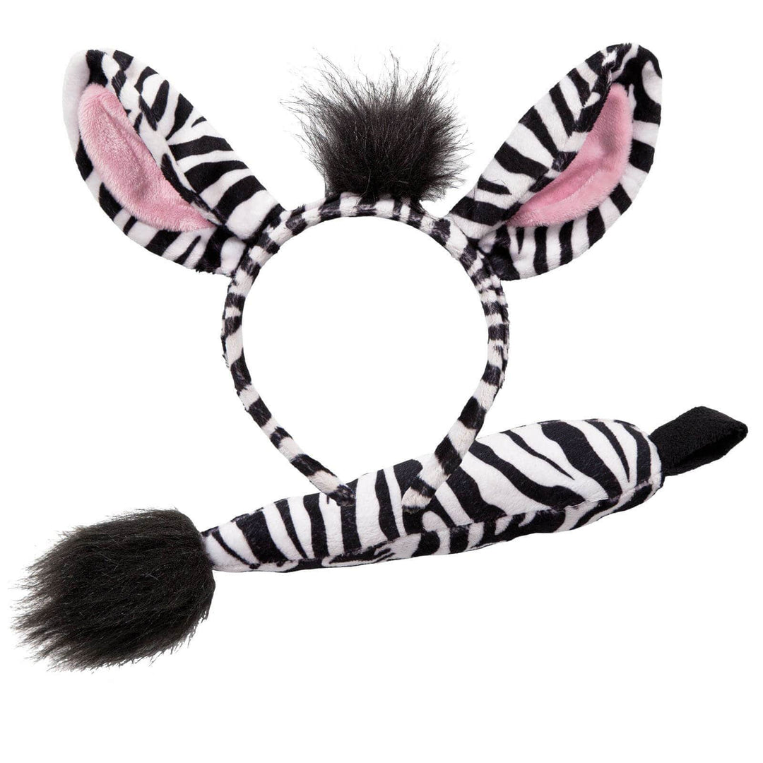 Ears & Tail Set Kids Wild Animals Fancy Dress Zoo Safari Zebra