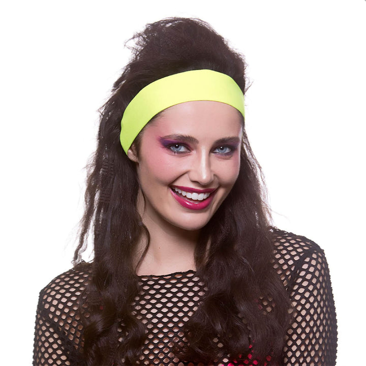 80s Headband Bright Neon Colour Disco Festival Fancy Dress Neon Yellow