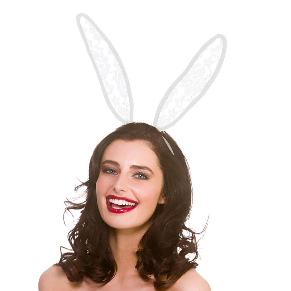 Bunny Ears Adults Lace Rabbit Fancy Dress Headband