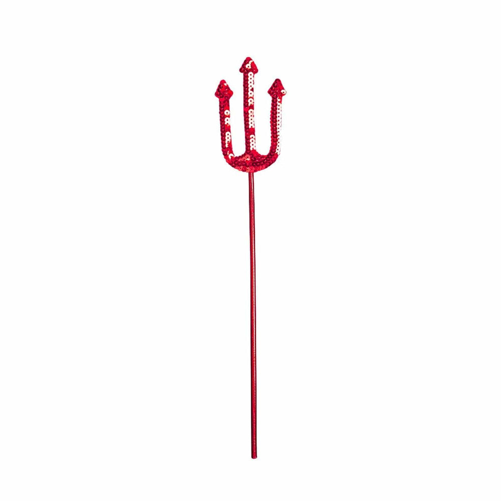 Devil's trident fork in red with sequins, for fancy dress costumes