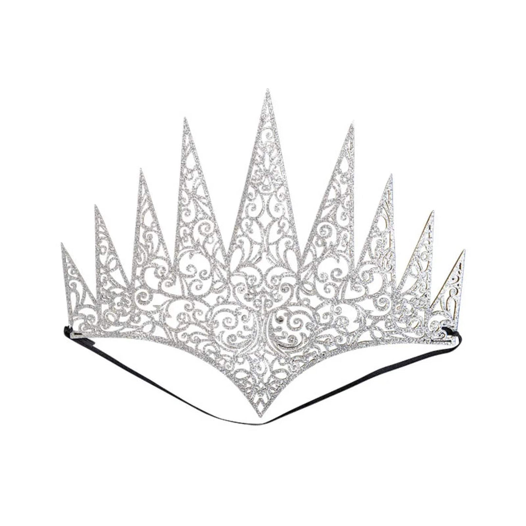 Fantasy crown in silver filigree metallic effect for Gothic royal fancy dress costumes