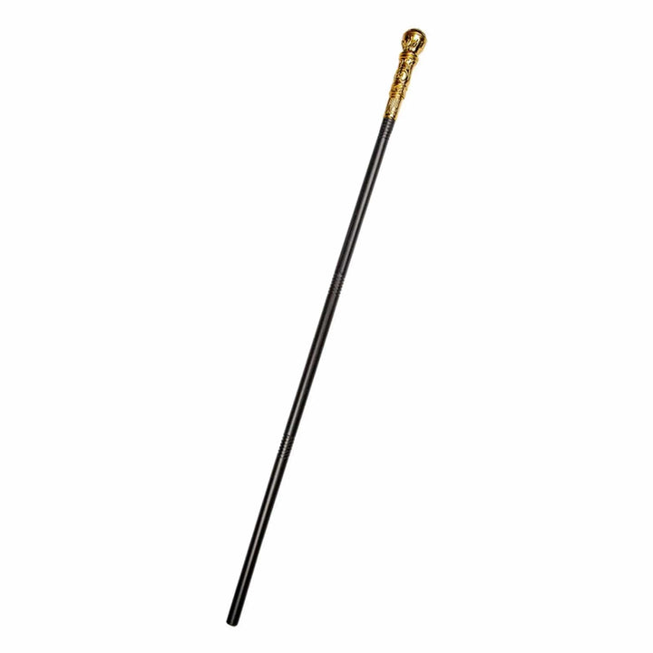 Long black cane with decorated gold top for fancy dress costumes