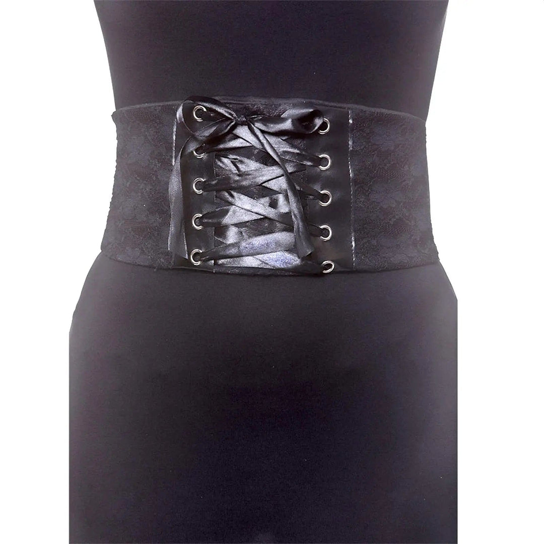 Close up of black lace up corset for fancy dress costumes