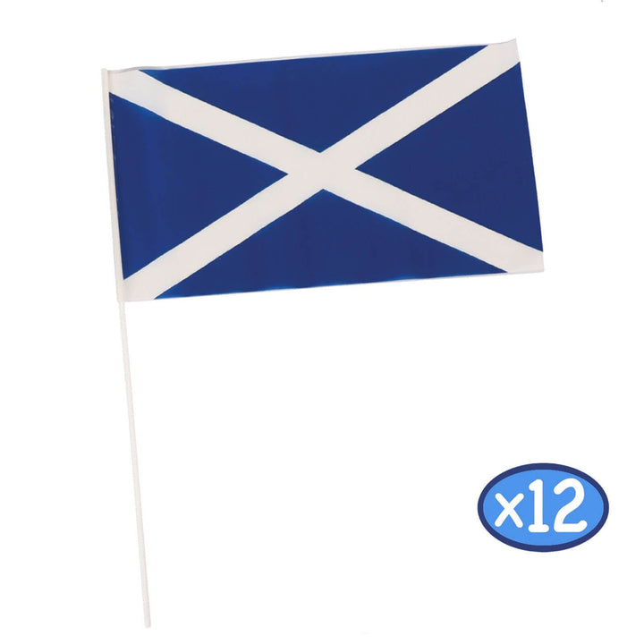 Pack of 12 Hand Flags 30x17cm National Sports Royal Street Party Scotland