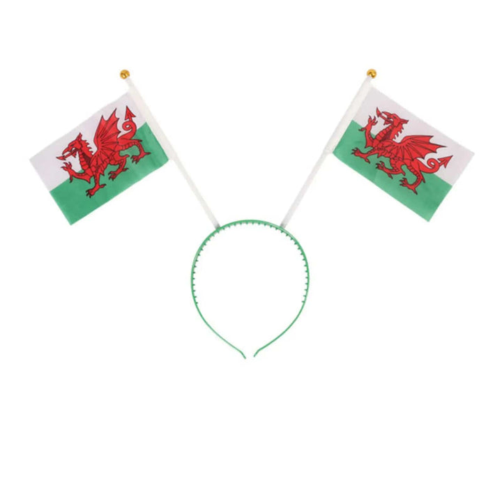 Welsh dragon Wales national flags on a red headband for sporting events and parties