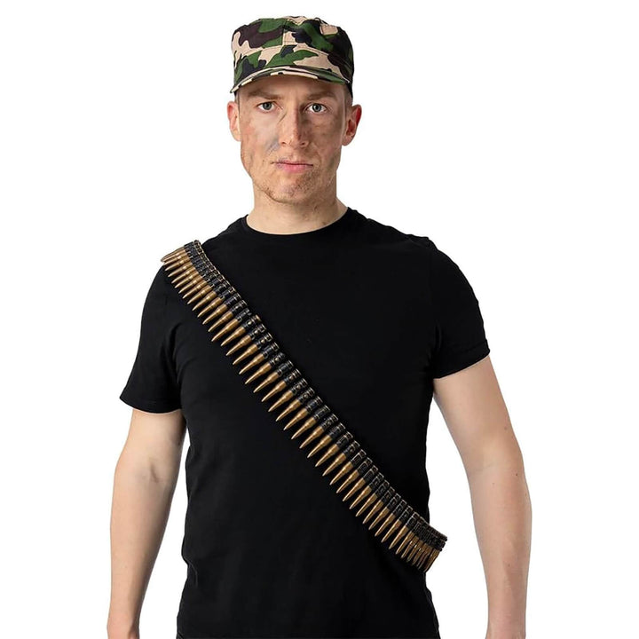 Gold Plastic Bullet Belt Adult Soldier Fancy Dress Accessory