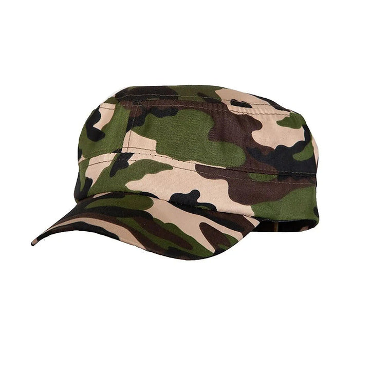 Gren and brown camo army cap for soldier fancy dress costumes