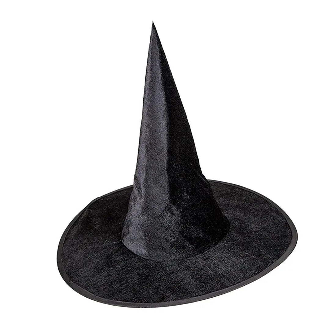 Black velvet witch hat for Halloween and fancy dress costumes