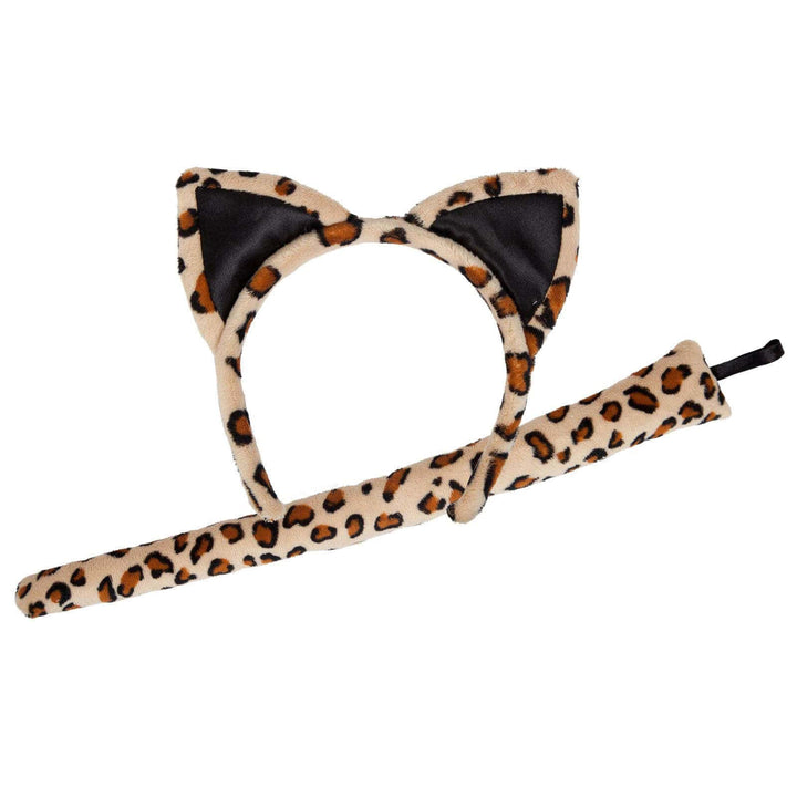 Ears &amp; Tail Set Kids Wild Animals Fancy Dress Zoo Safari Leopard