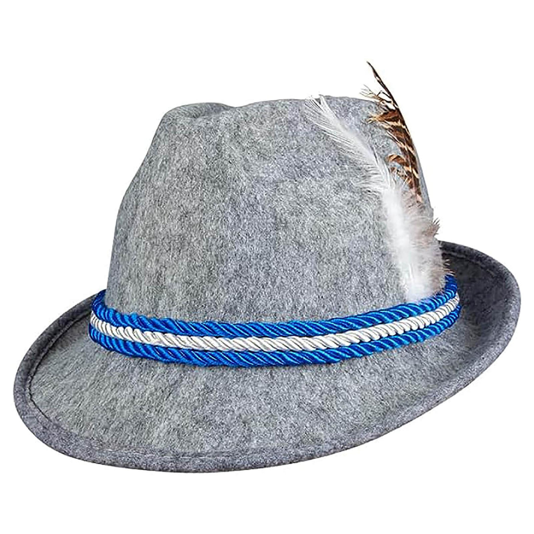 Deluxe Felt Bavarian Hat Grey Trilby Munich Colours Fancy Dress