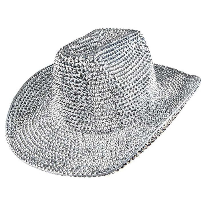 Super Deluxe Rhinestone Cowgirl Hat Silver Diamante One Size