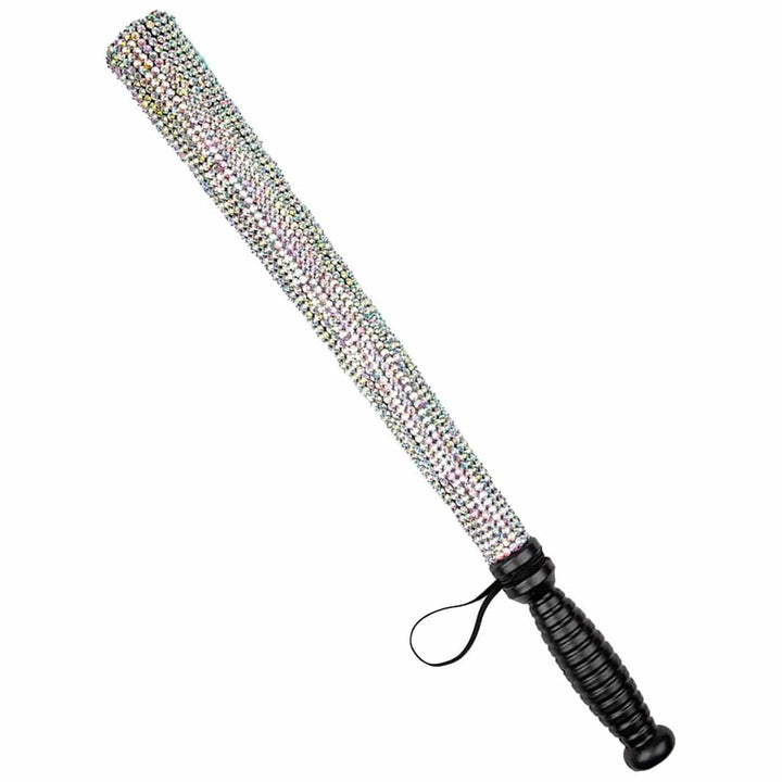 Police baton with rhinestones and black plastic handles for fancy dress costumes