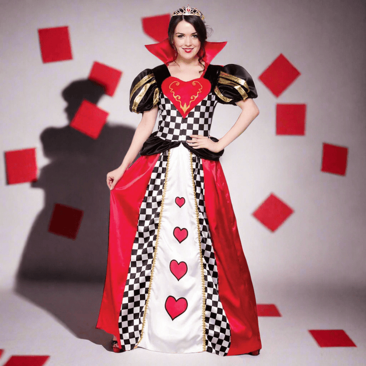 Womens Fairytale Queen Of Hearts Fancy Dress Halloween Costume