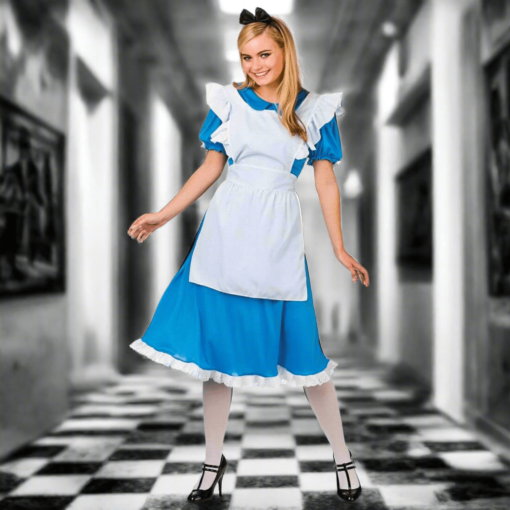 Womens Classic Storybook Alice Fancy Dress Halloween Costume