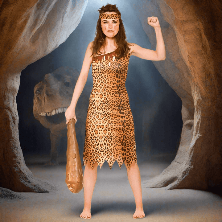 Cavewoman Costume Prehistoric Leopard Print Fancy Dress