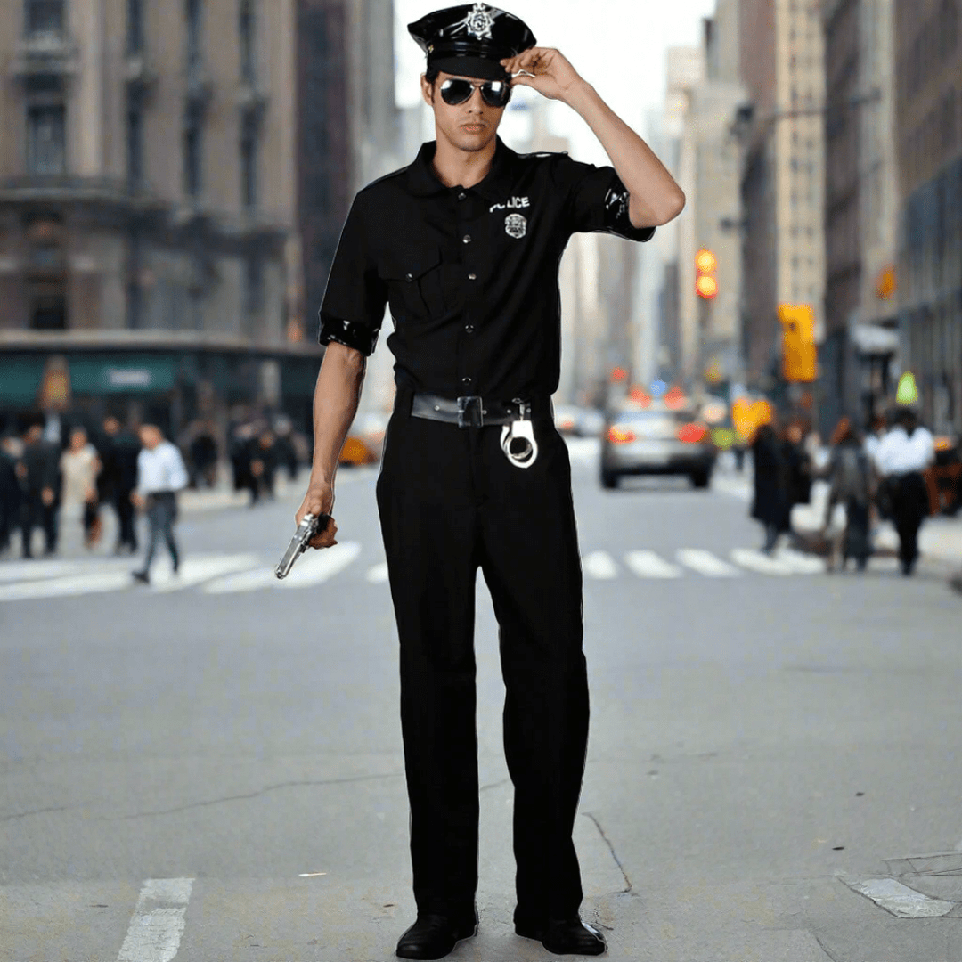 Mens New York Cop Police Man Fancy Dress in New York