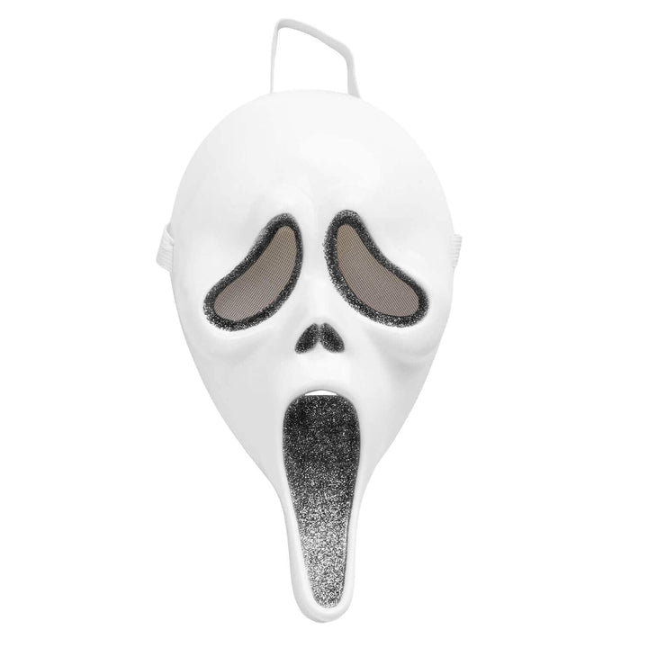 White Ghost Face mask with black glitter detail