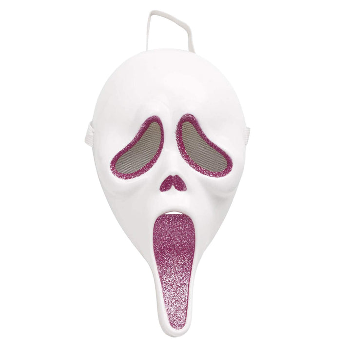 White Ghost Face mask with dark red glitter detail
