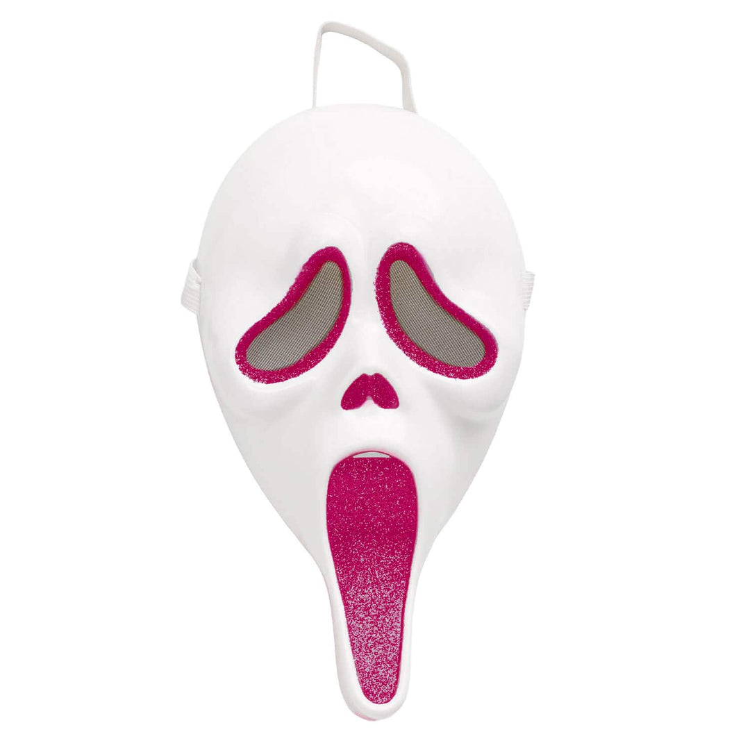 White Ghost Face mask with crimson colour glitter detail