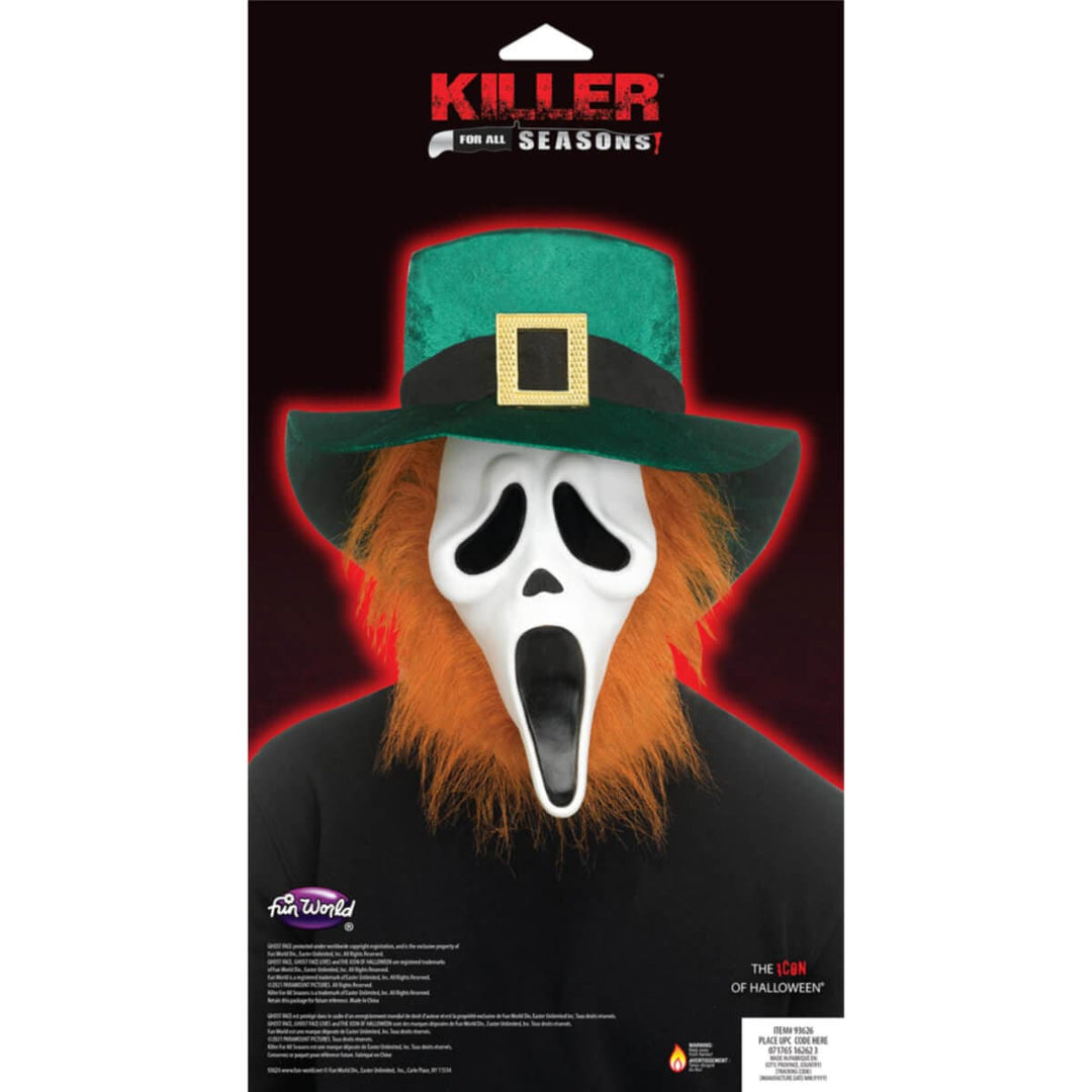 Back of the packaging of a Ghost Face St Patrick&