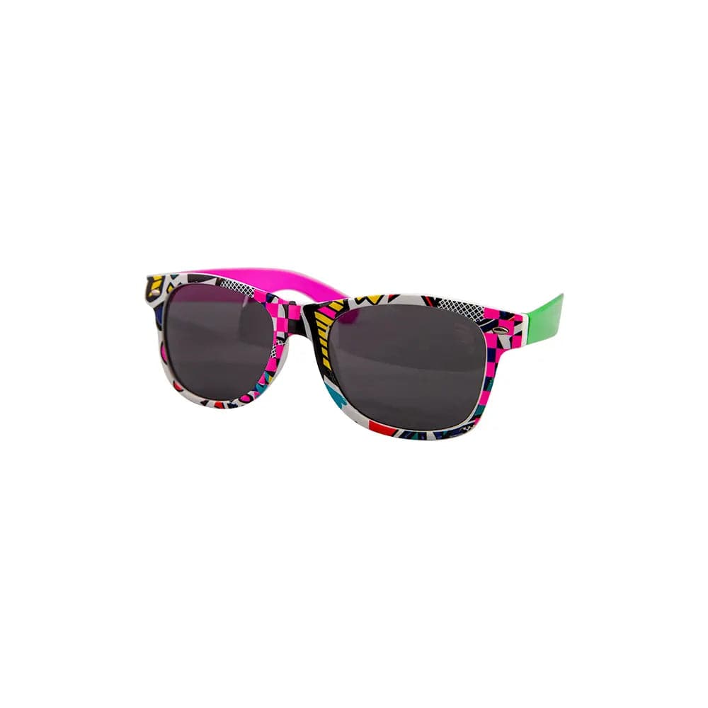 Pair of fancy dress sunglasses with comic strip style decorated frames