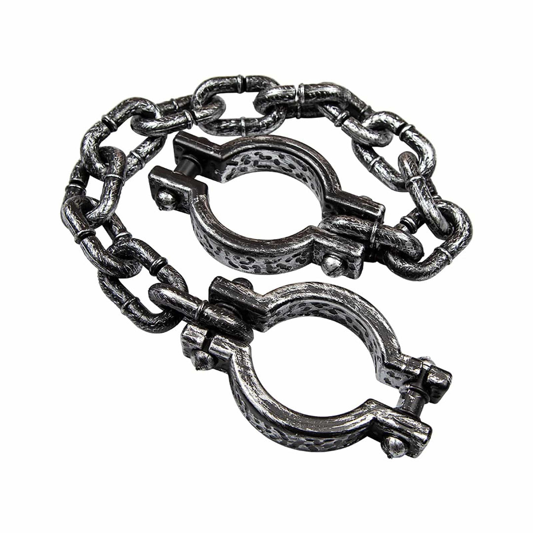 Black and silver leg irons for fancy dress prisoner costume