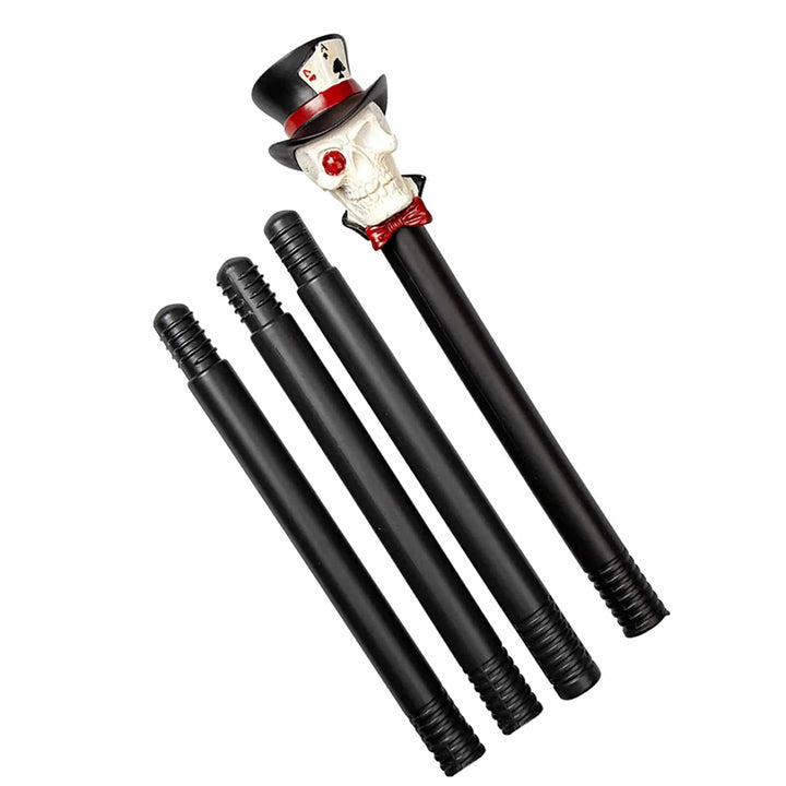 4 piece skull topped cane for Halloween fancy dress costumes