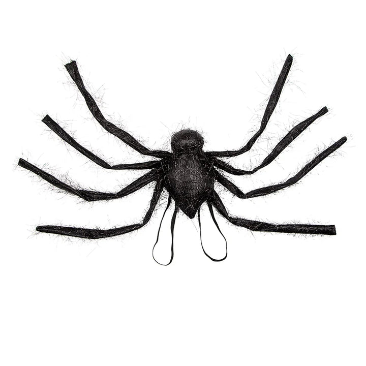 Large black hairy spider with shoulder straps to wear on your back for Halloween parties