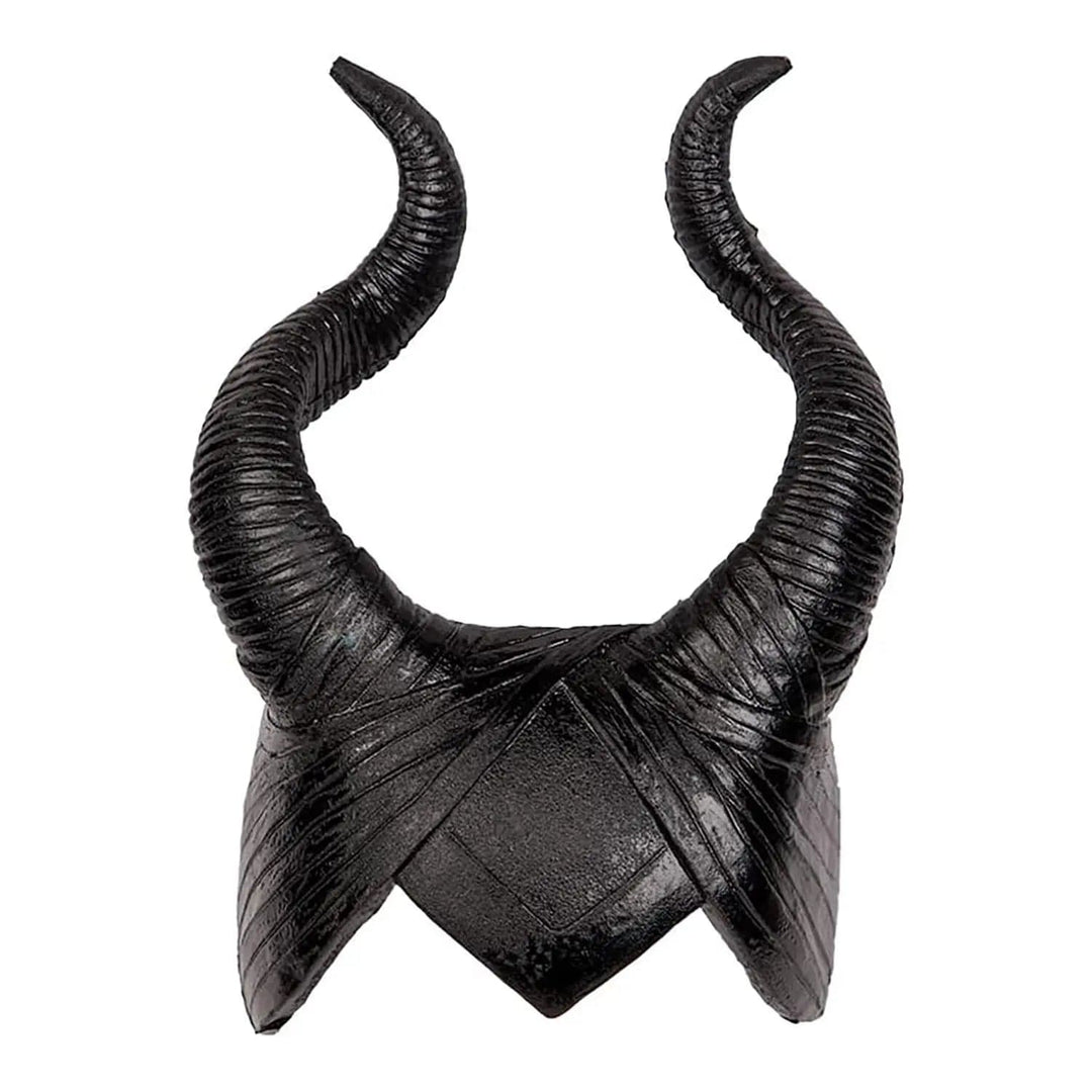 Pair of large black gothic demon horns for Halloween fancy dress costumes