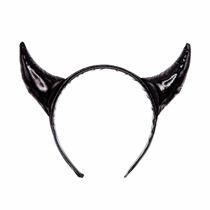 Black devil horns headband on a white background